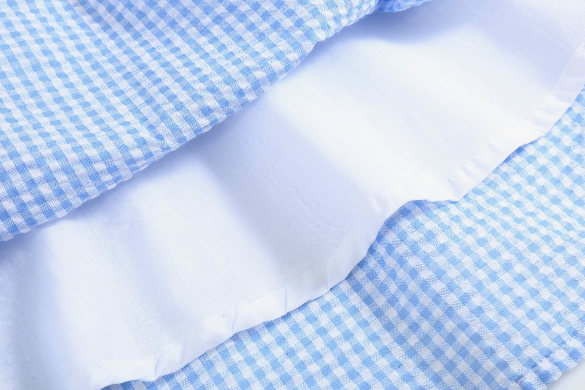 Light Blue Gingham Smocked Dress