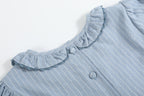 Light Blue Pinstripe Smocked Ruffle Dress