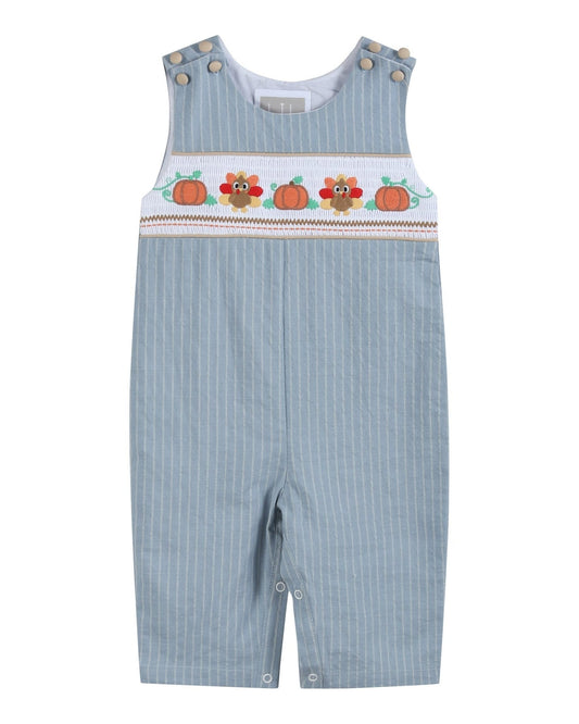 Light Blue Pinstripe Turkey Smocked Longalls