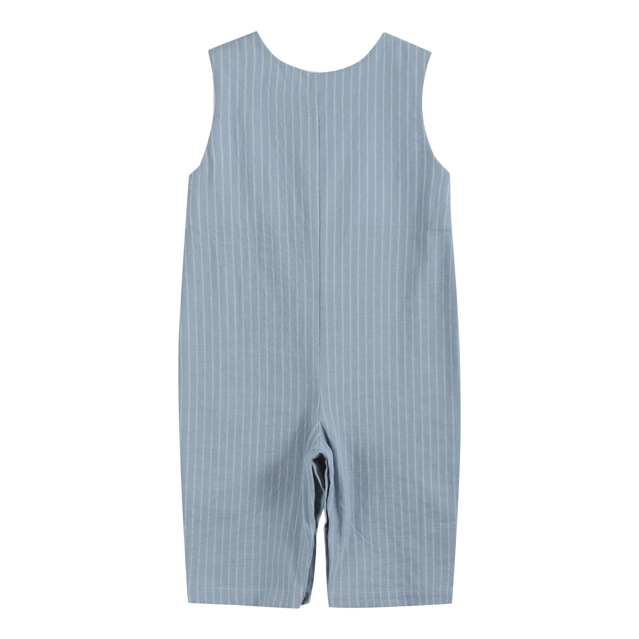 Light Blue Pinstripe Turkey Smocked Overalls