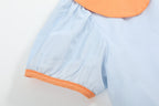 Light Blue Pumpkin Applique Collared Dress