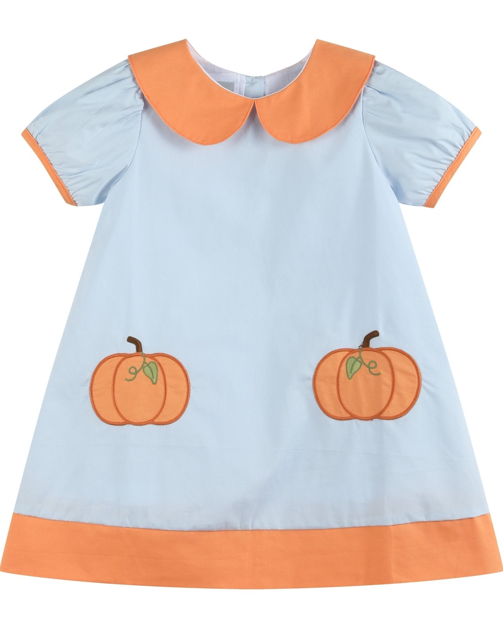 Light Blue Pumpkin Applique Collared Dress