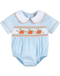 Light Blue Pumpkin Vine Smocked Collared Romper