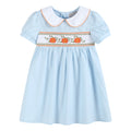 Light Blue Pumpkin Vine Smocked Dress