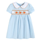 Light Blue Pumpkin Vine Smocked Dress