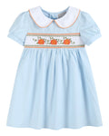 Light Blue Pumpkin Vine Smocked Dress