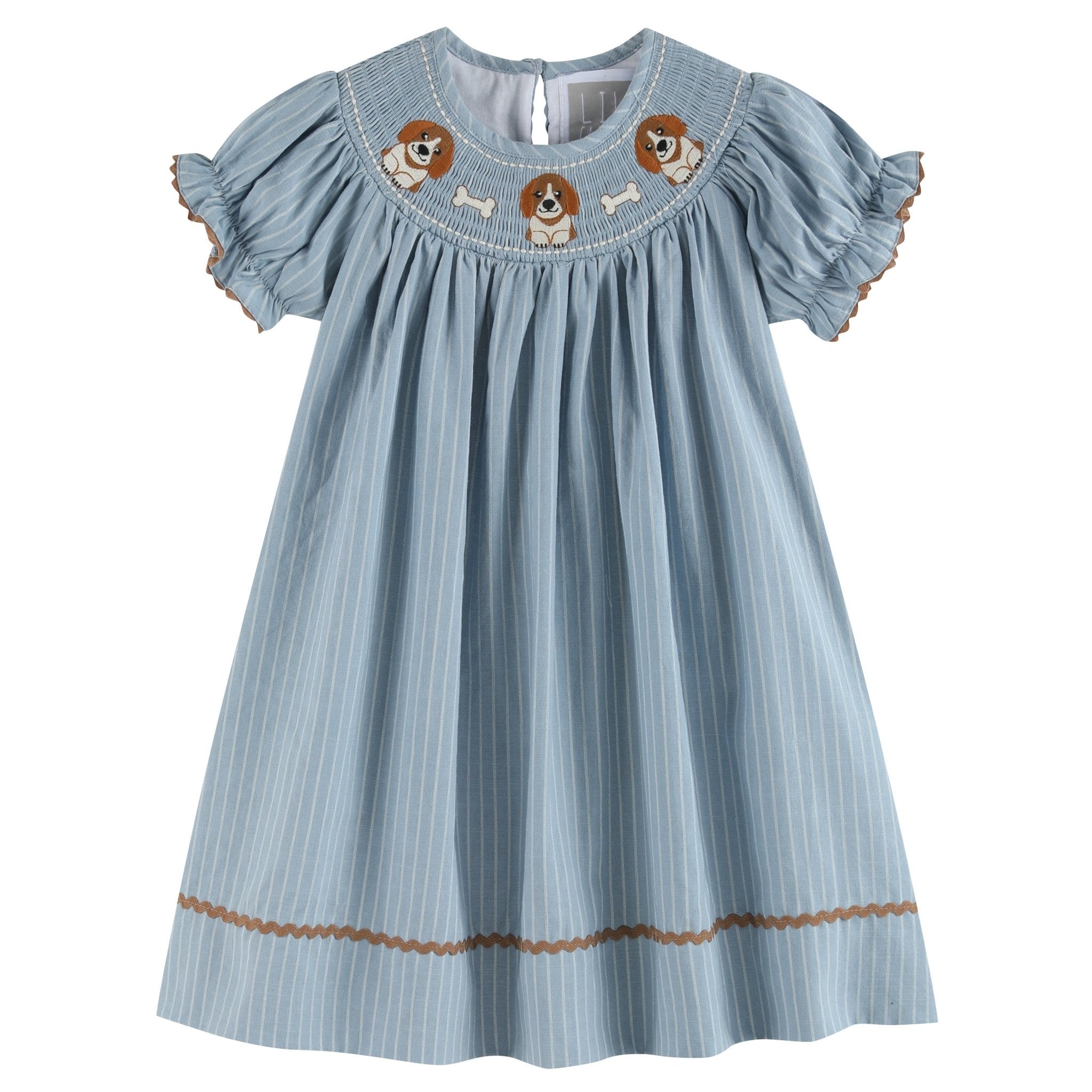 Puppy Smocked Bishop Dress