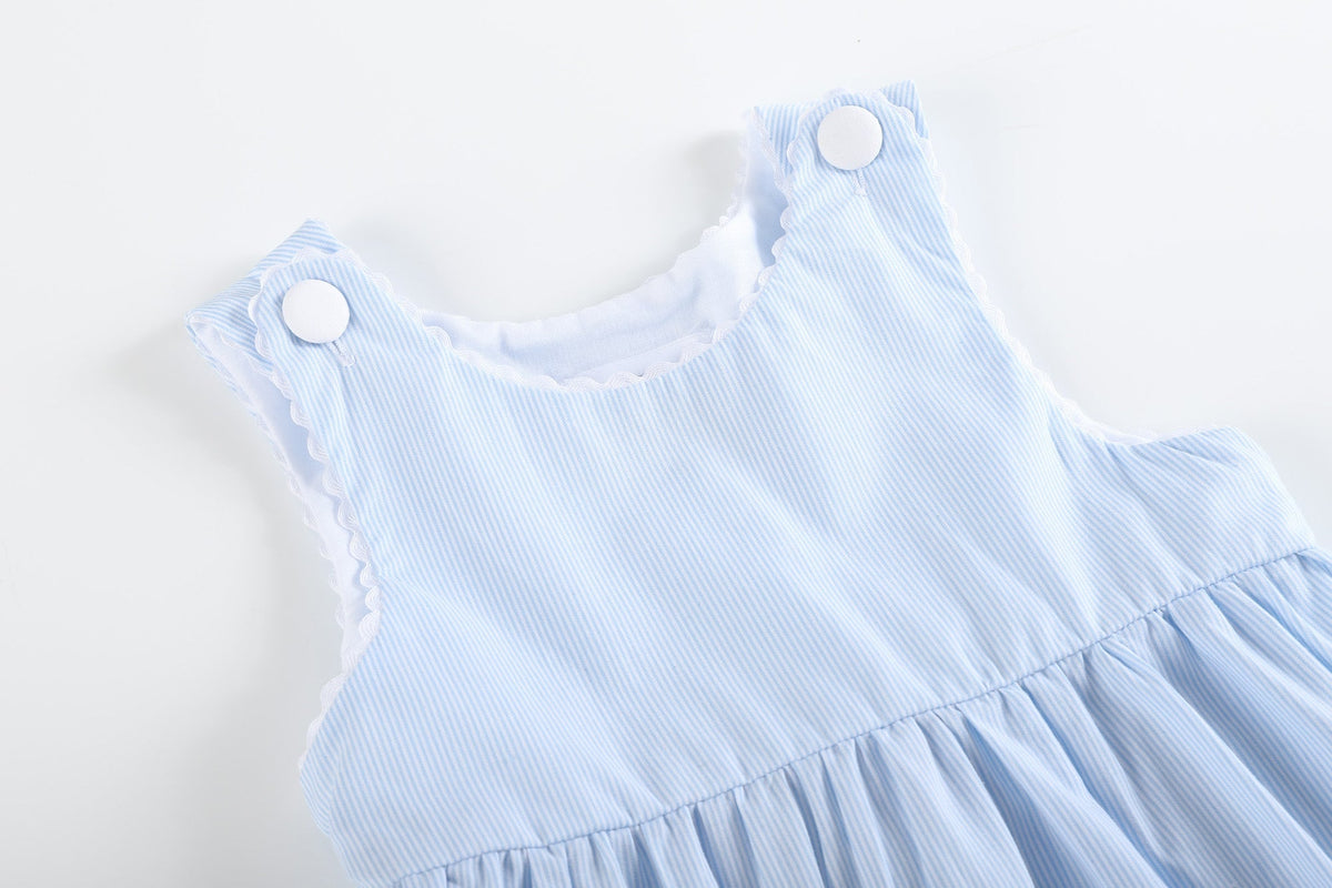 Light Blue Seersucker A-Line Dress