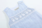 Light Blue Seersucker Bunny Smocked Shortalls