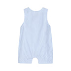 Light Blue Seersucker Bunny Smocked Shortalls
