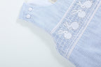 Light Blue Seersucker Bunny Smocked Shortalls