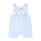 Light Blue Seersucker Easter Bunny Smocked Overalls