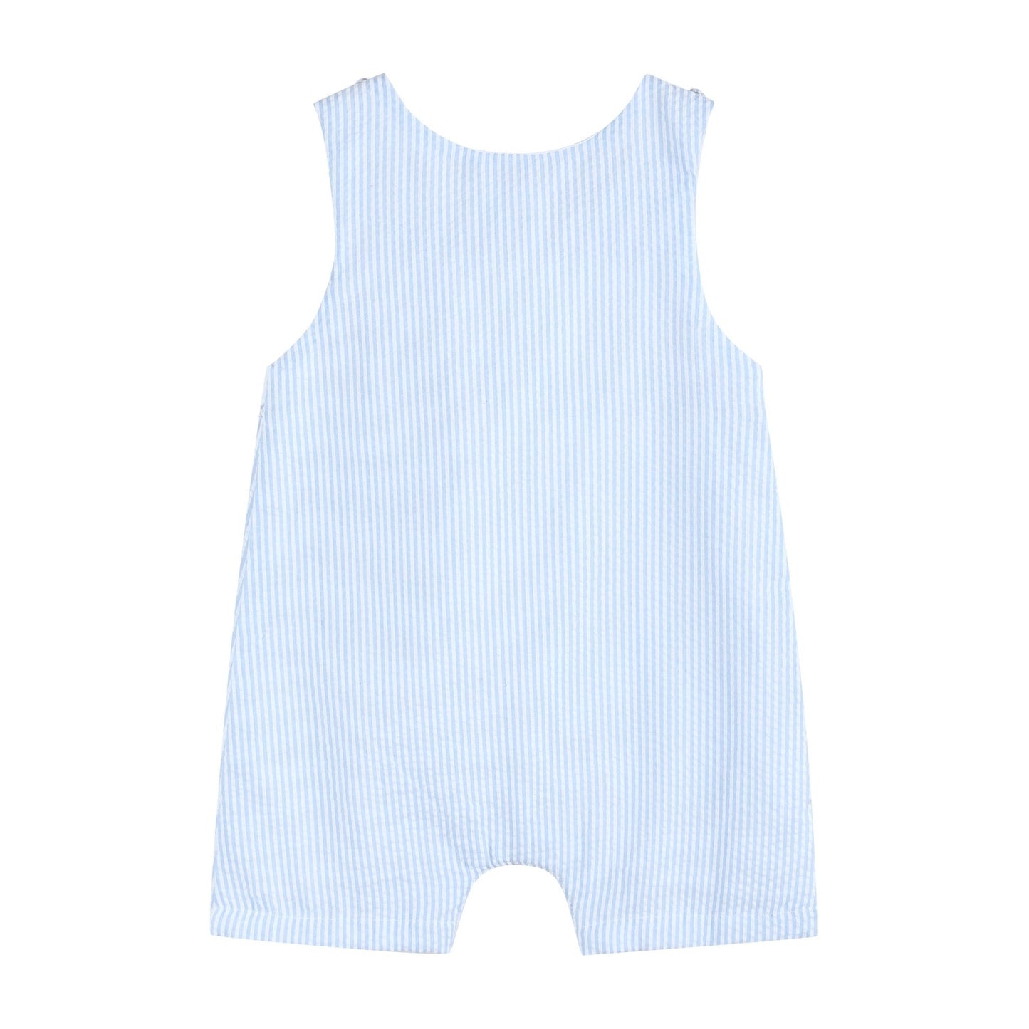 Light Blue Seersucker Easter Bunny Smocked Overalls