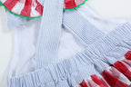 Light Blue Seersucker Watermelon Ruffle Romper - Blissfully Lavender BoutiqueLil Cactus