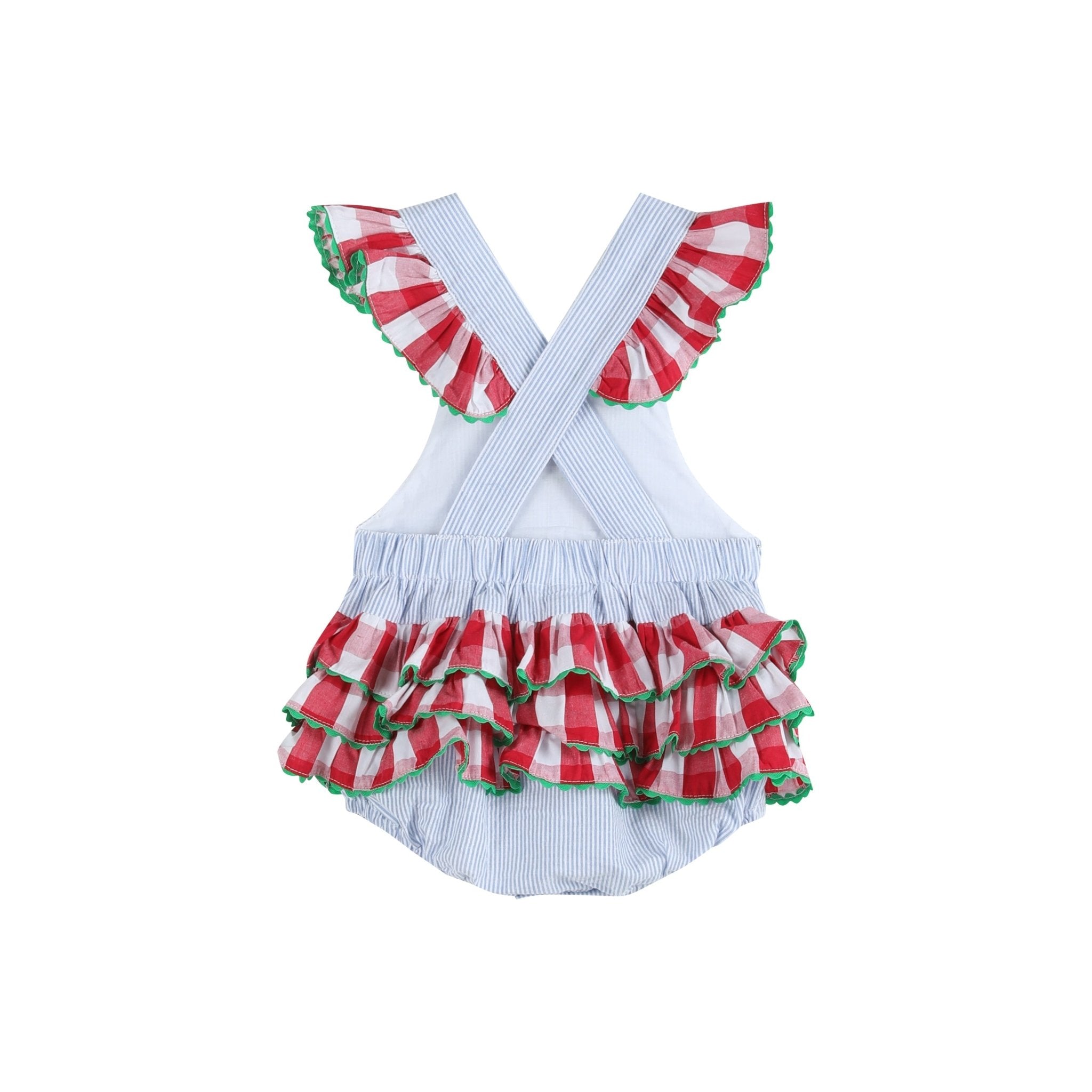 Light Blue Seersucker Watermelon Ruffle Romper - Blissfully Lavender BoutiqueLil Cactus
