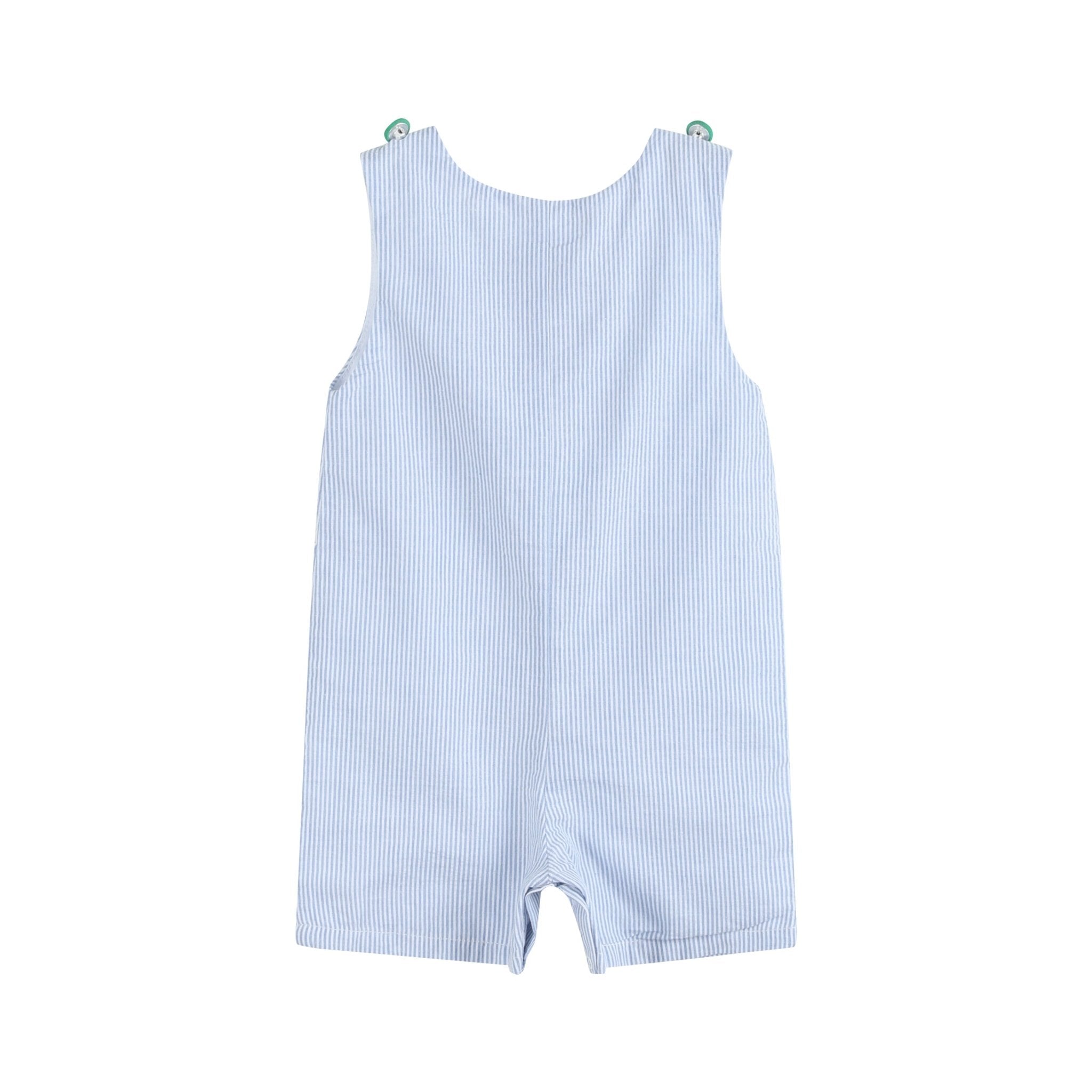 Light Blue Seersucker Watermelon Shortalls