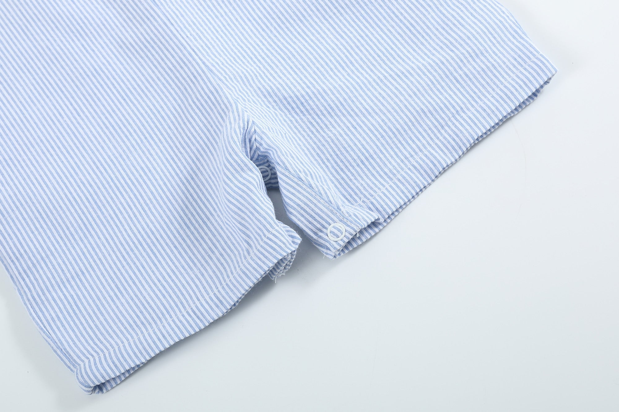 Light Blue Seersucker Watermelon Shortalls