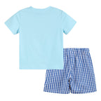 Light Blue Smocked School Shirt and Shorts Set - Blissfully Lavender BoutiqueLil Cactus