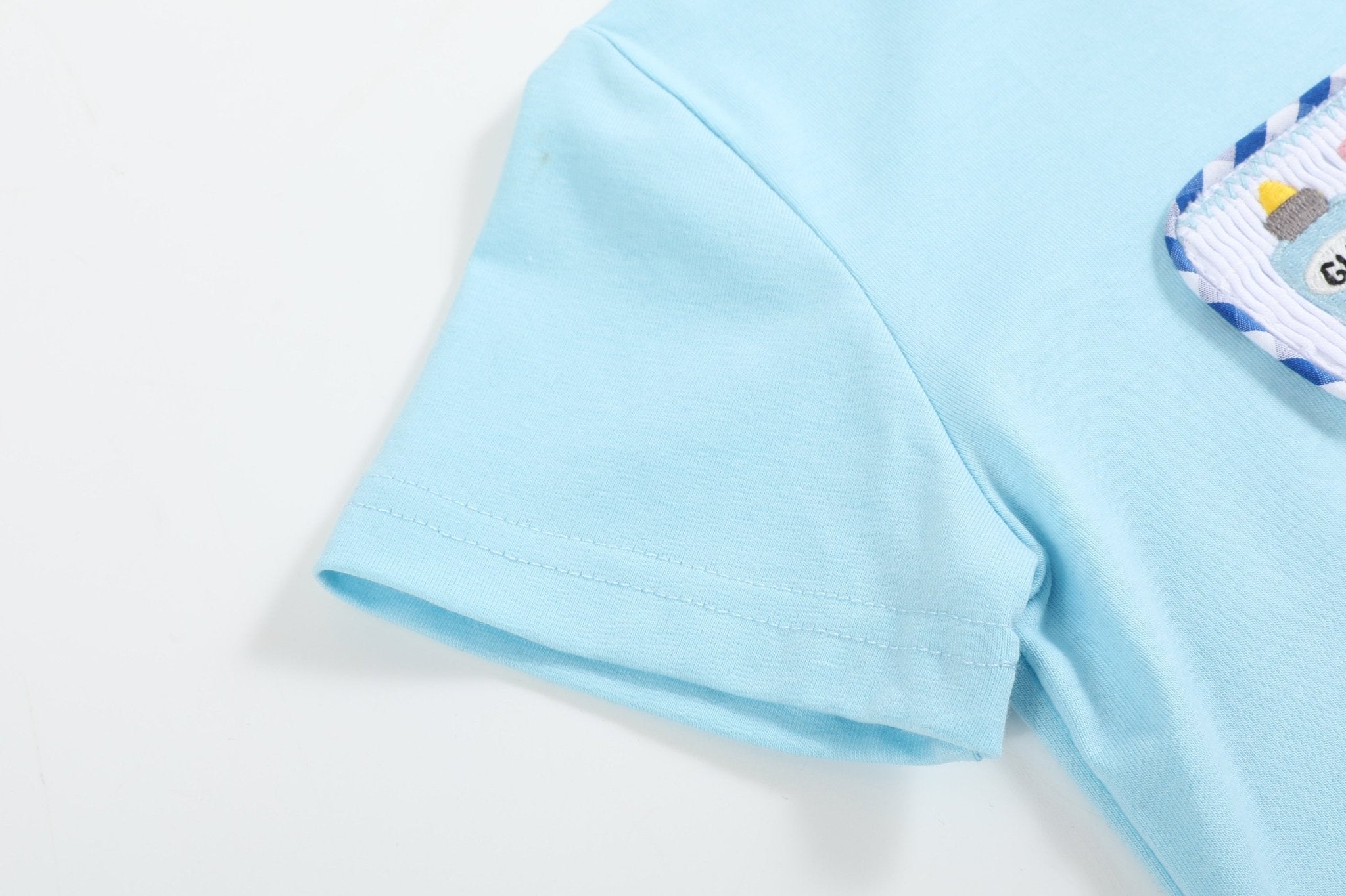 Light Blue Smocked School Shirt and Shorts Set - Blissfully Lavender BoutiqueLil Cactus