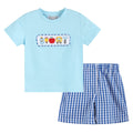 Light Blue Smocked School Shirt and Shorts Set - Blissfully Lavender BoutiqueLil Cactus
