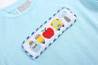 Light Blue Smocked School Shirt and Shorts Set