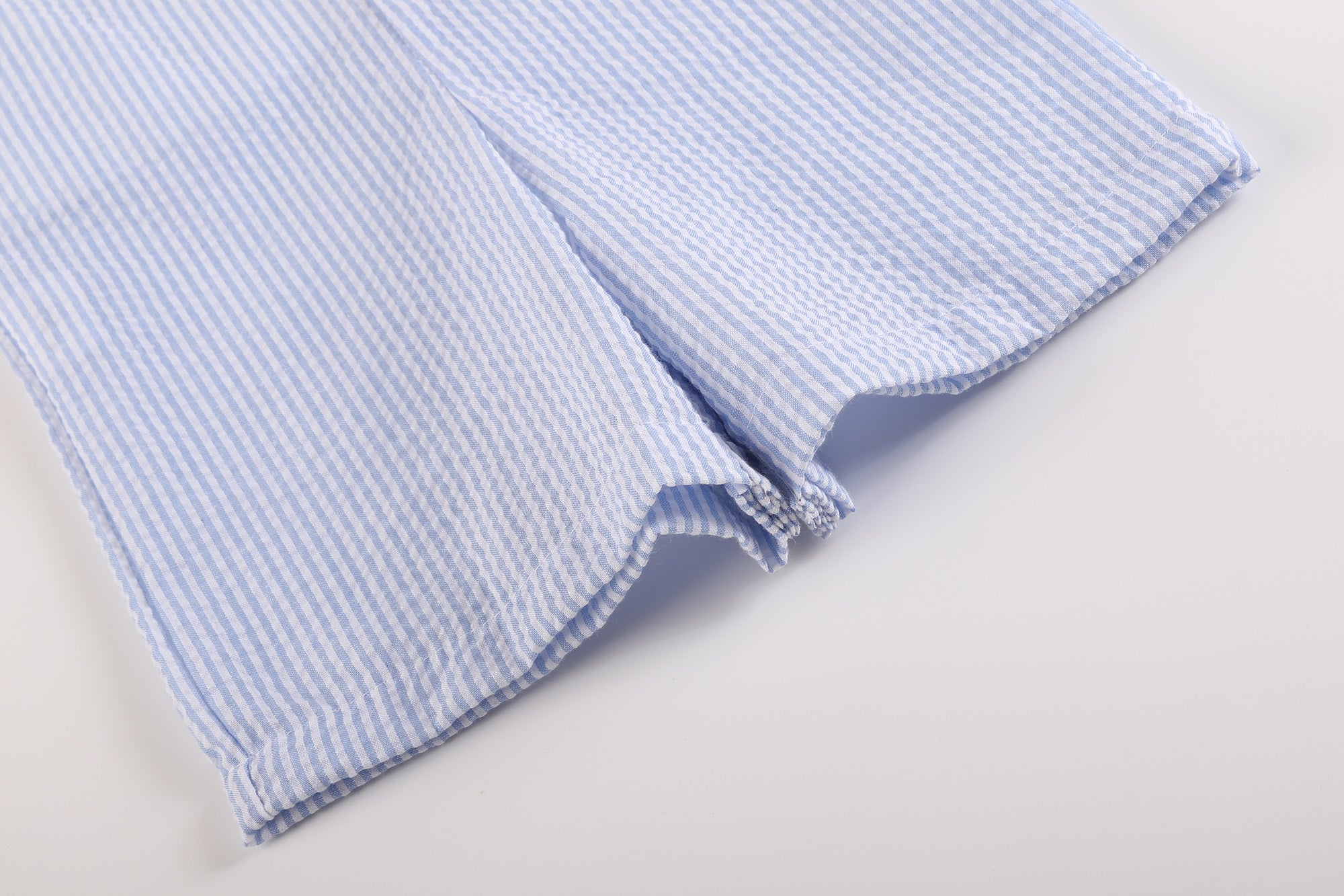 Light Blue Stripe Turtle Appliqué Shortalls