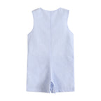 Light Blue Stripe Turtle Appliqué Shortalls