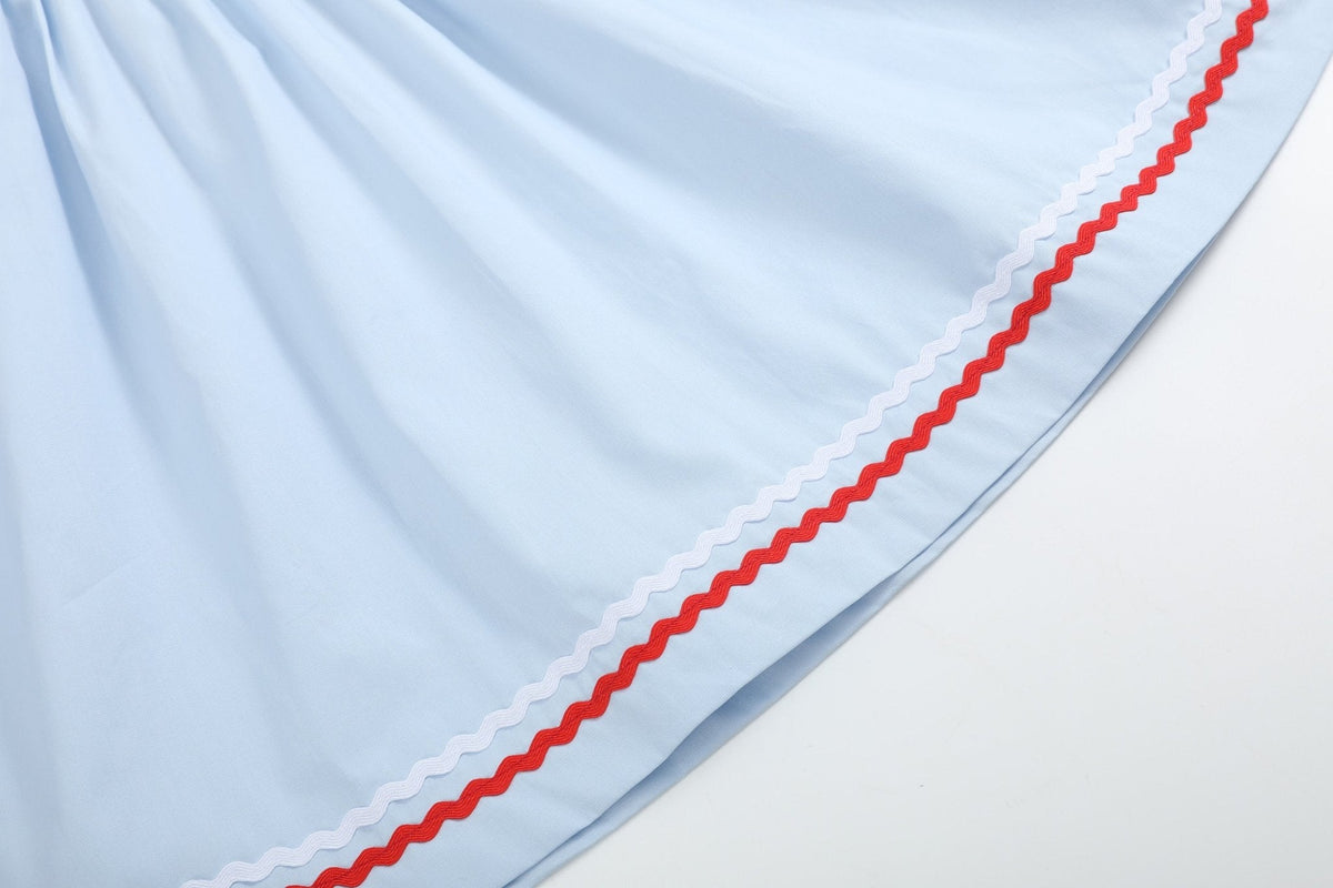 Light Blue USA Flag Smocked Dress
