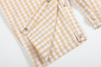Light Brown Gingham Pumpkin Vine Overalls