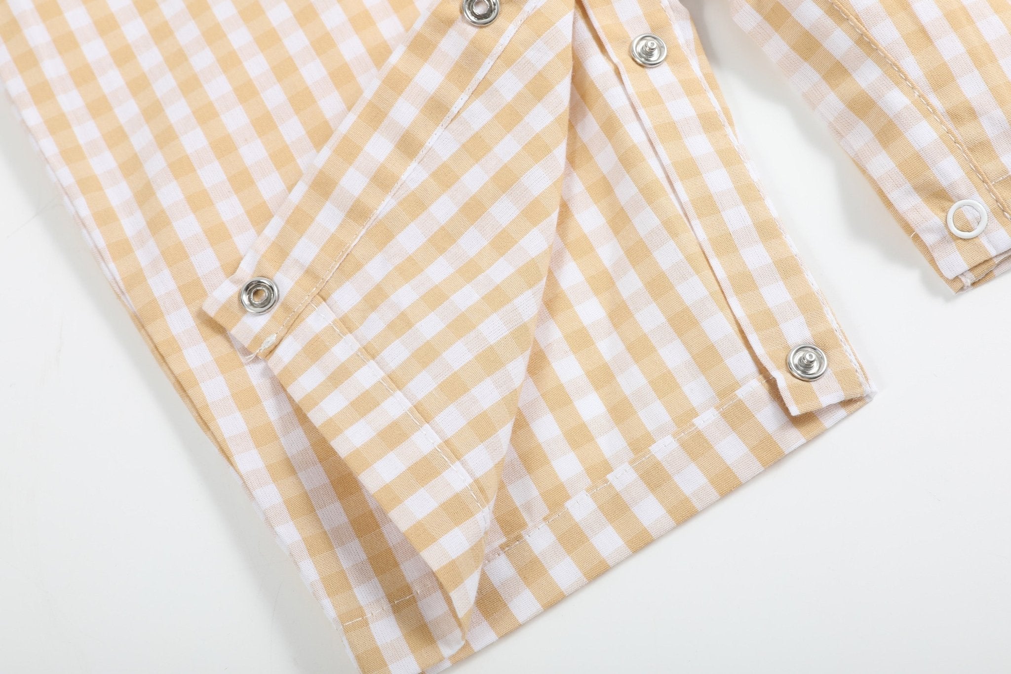 Light Brown Gingham Pumpkin Vine Overalls