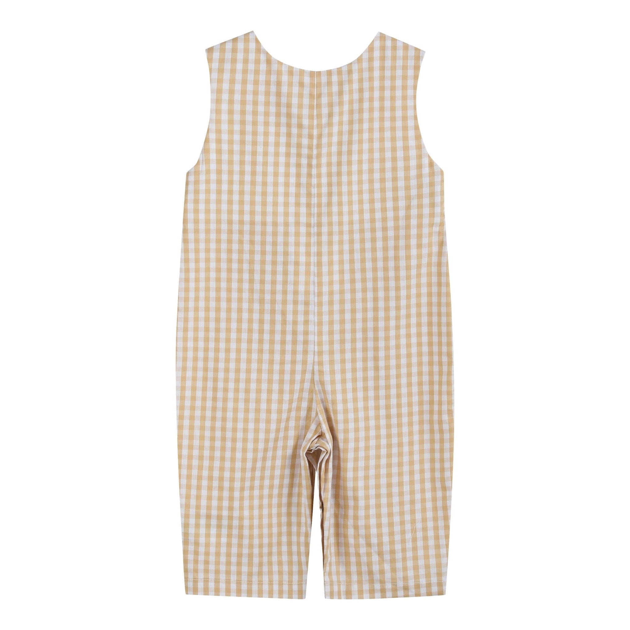 Light Brown Gingham Pumpkin Vine Overalls