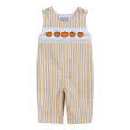 Light Brown Gingham Pumpkin Vine Overalls