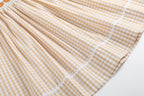 Light Brown Gingham Pumpkin Vine Smocked Bishop Dress
