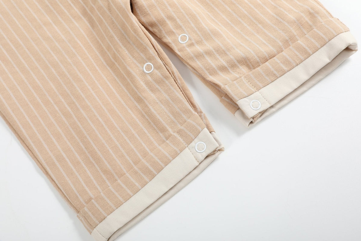 Light Brown Pinstripe Pumpkin Smocked Longall