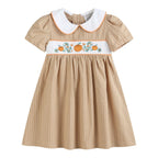 Light Brown Pumpkin Smocked Collared Dress