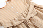 Light Brown Pumpkin Smocked Collared Dress