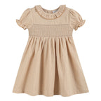 Light Brown Smocked Ruffle Dress
