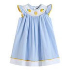 Light Blue Striped Lemon Smocked Bishop Dress