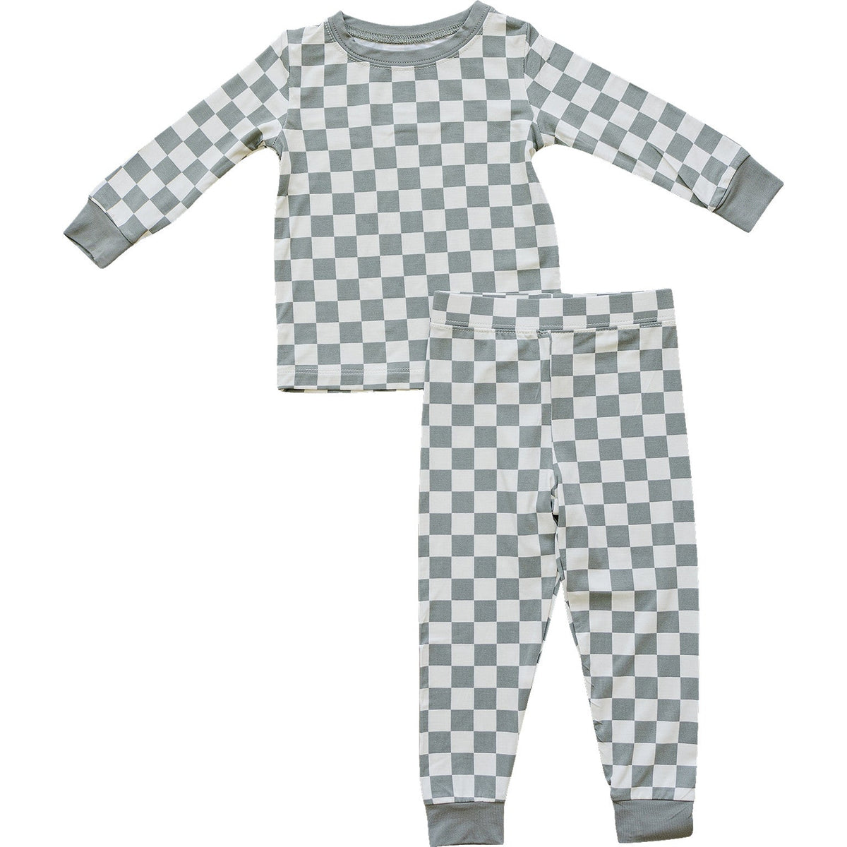 Light Green Checkered Bamboo Cozy Pajama Set - Blissfully Lavender BoutiqueMebie Baby