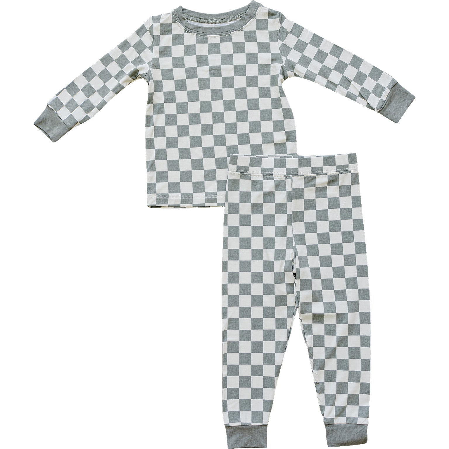 Light Green Checkered Bamboo Cozy Pajama Set - Blissfully Lavender BoutiqueMebie Baby
