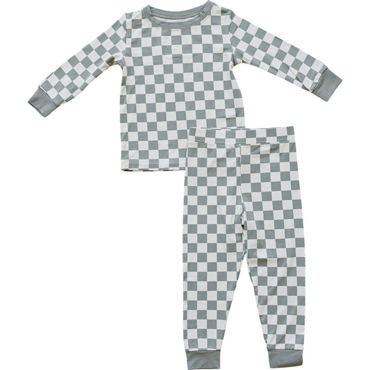 Light Green Checkered Bamboo Cozy Pajama Set - Blissfully Lavender BoutiqueMebie Baby