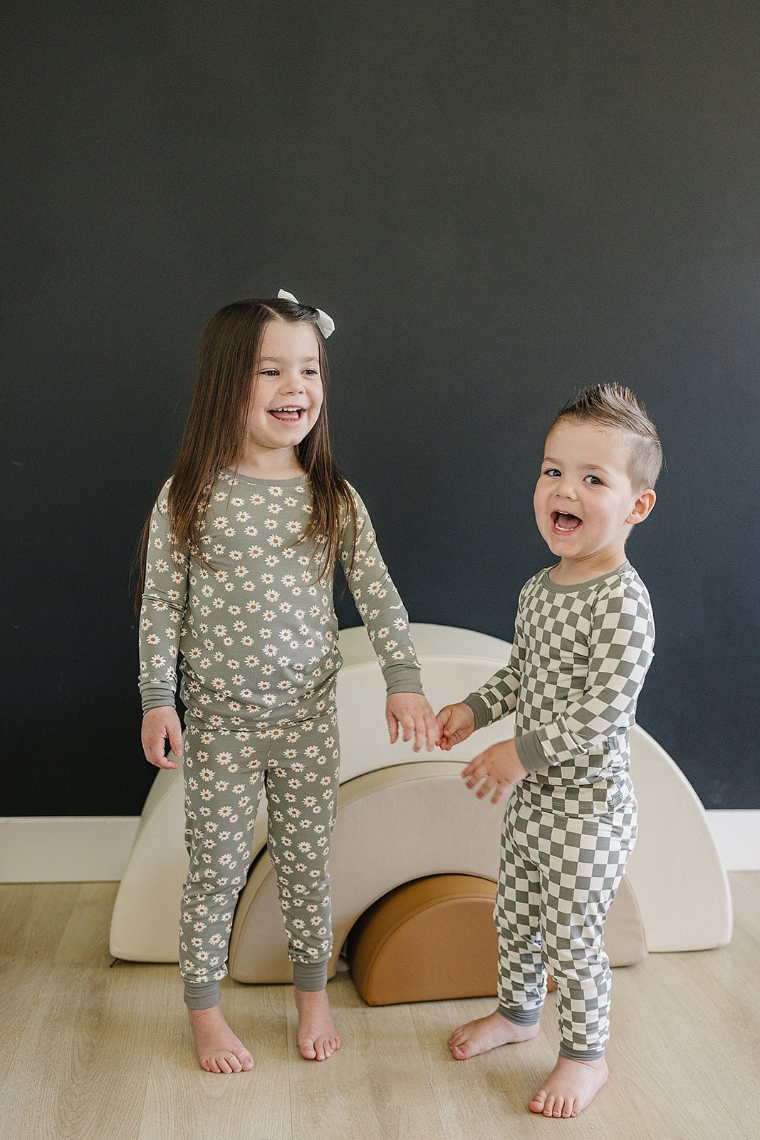 Light Green Checkered Bamboo Cozy Pajama Set - Blissfully Lavender BoutiqueMebie Baby