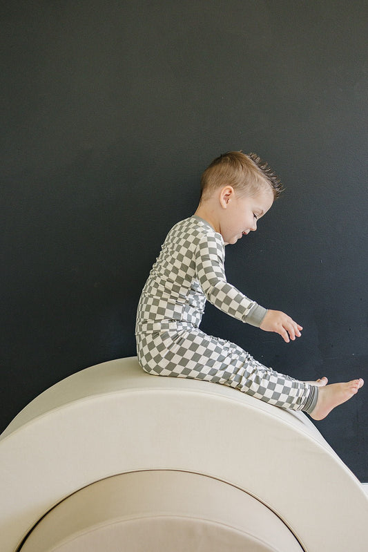 Light Green Checkered Bamboo Cozy Pajama Set - Blissfully Lavender BoutiqueMebie Baby