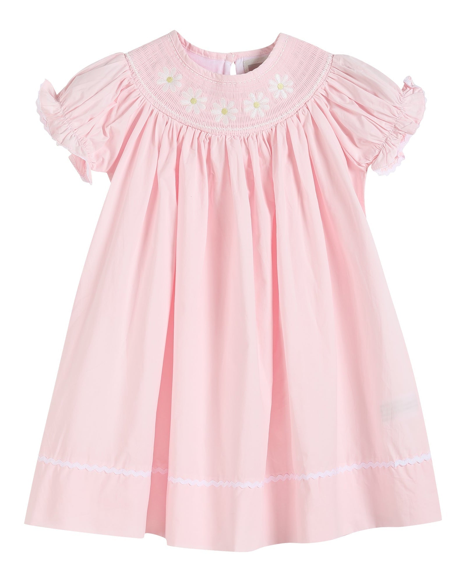 Light Pink Daisy Smocked Bishop Dress