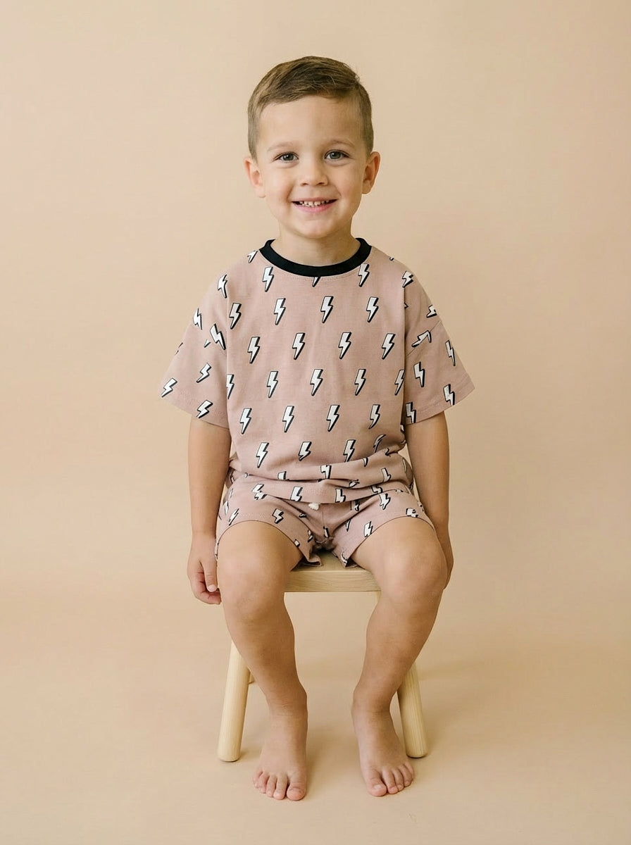 Lightning Bolt Cotton Shorts Set