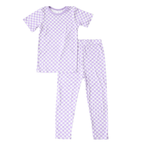 Lilac Checks Short Sleeve Pajama Set - Blissfully Lavender BoutiqueBestaroo