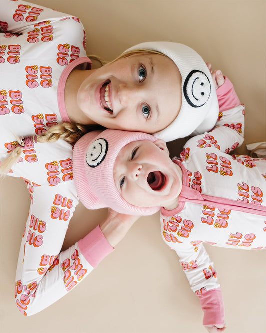 Baby Girl Lil Sis Bamboo Zip Pajama Romper