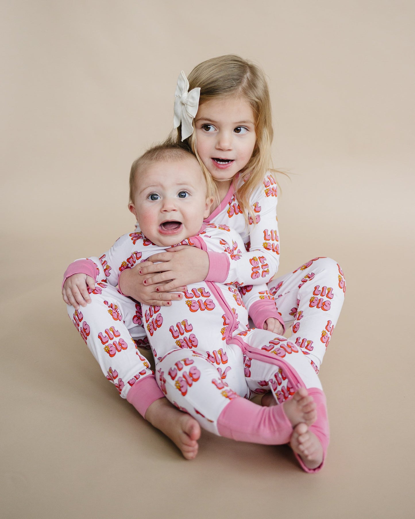 Baby Girl Lil Sis Bamboo Zip Pajama Romper