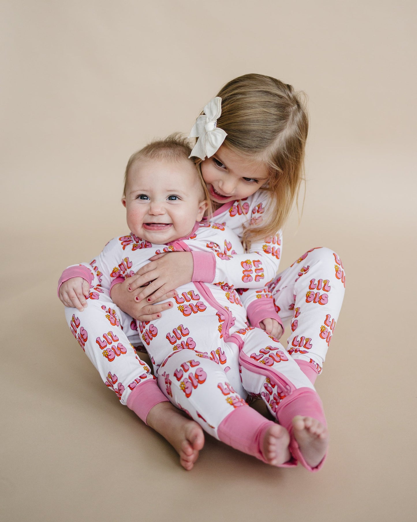 Baby Girl Lil Sis Bamboo Zip Pajama Romper