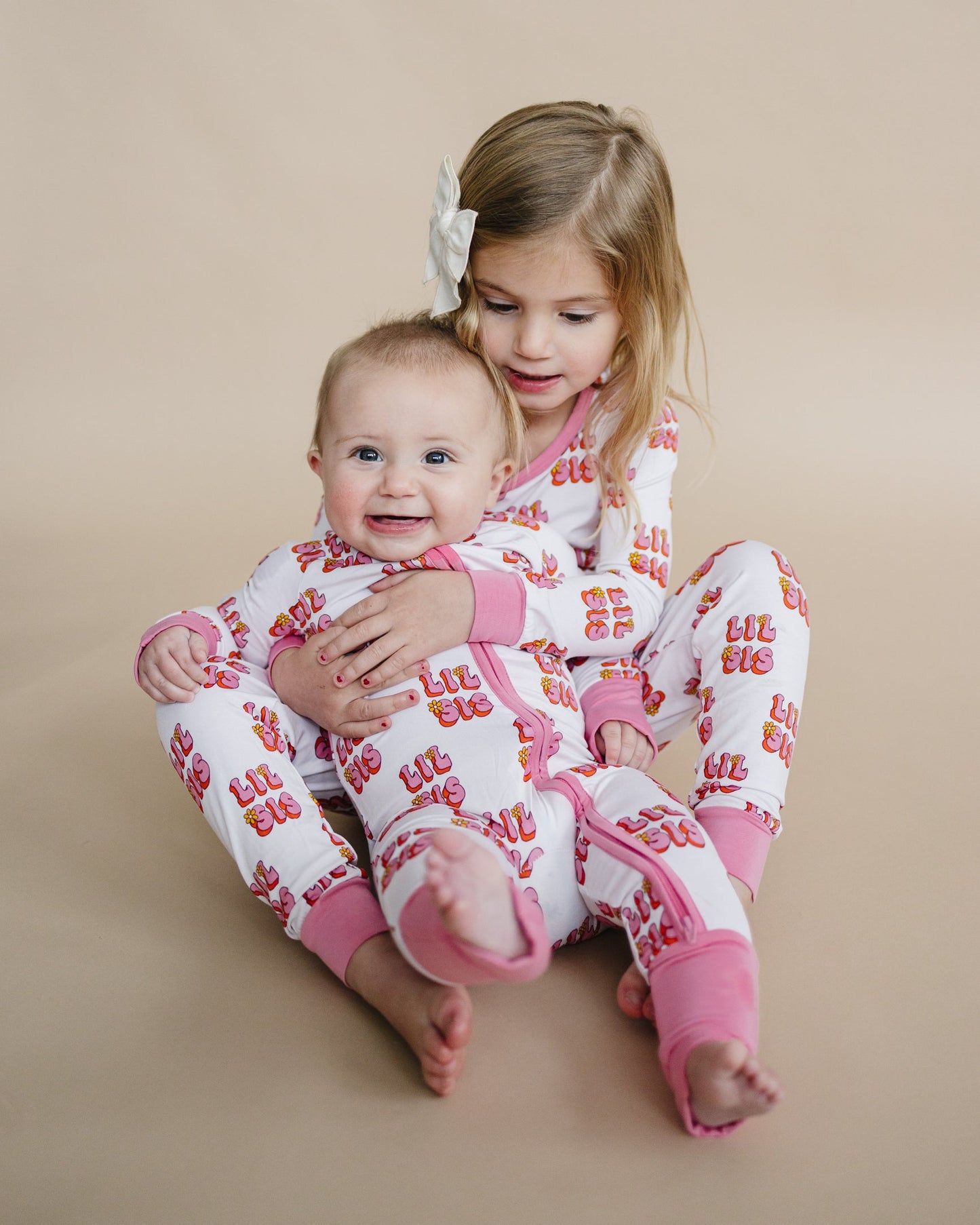 Baby Girl Lil Sis Bamboo Zip Pajama Romper